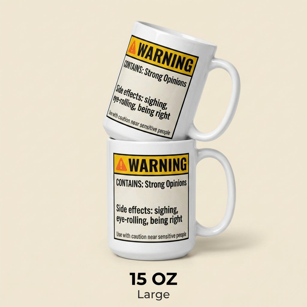 Warning Contains Strong Opinions Funny Sarcastic Mug for Coworkers