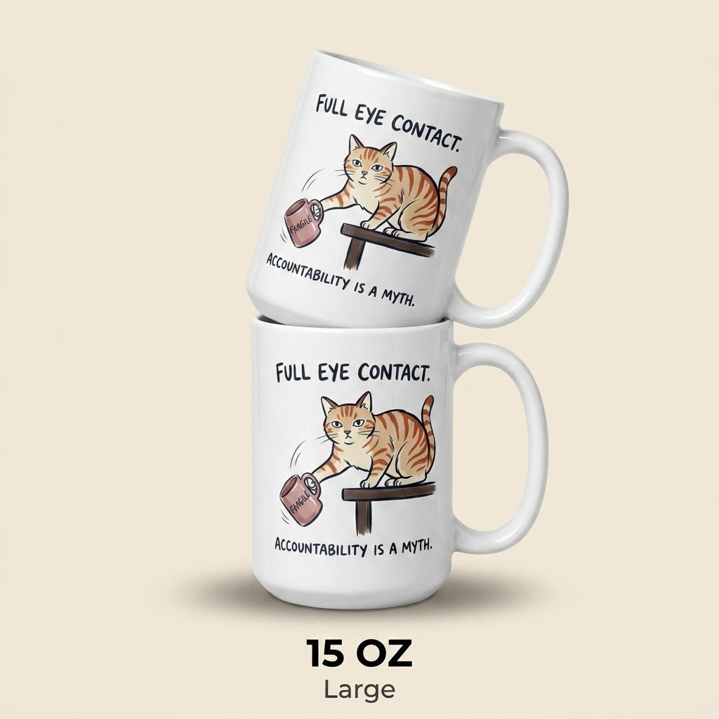 Full Eye Contact Accountability Is a Myth Funny Cat Mug Gift