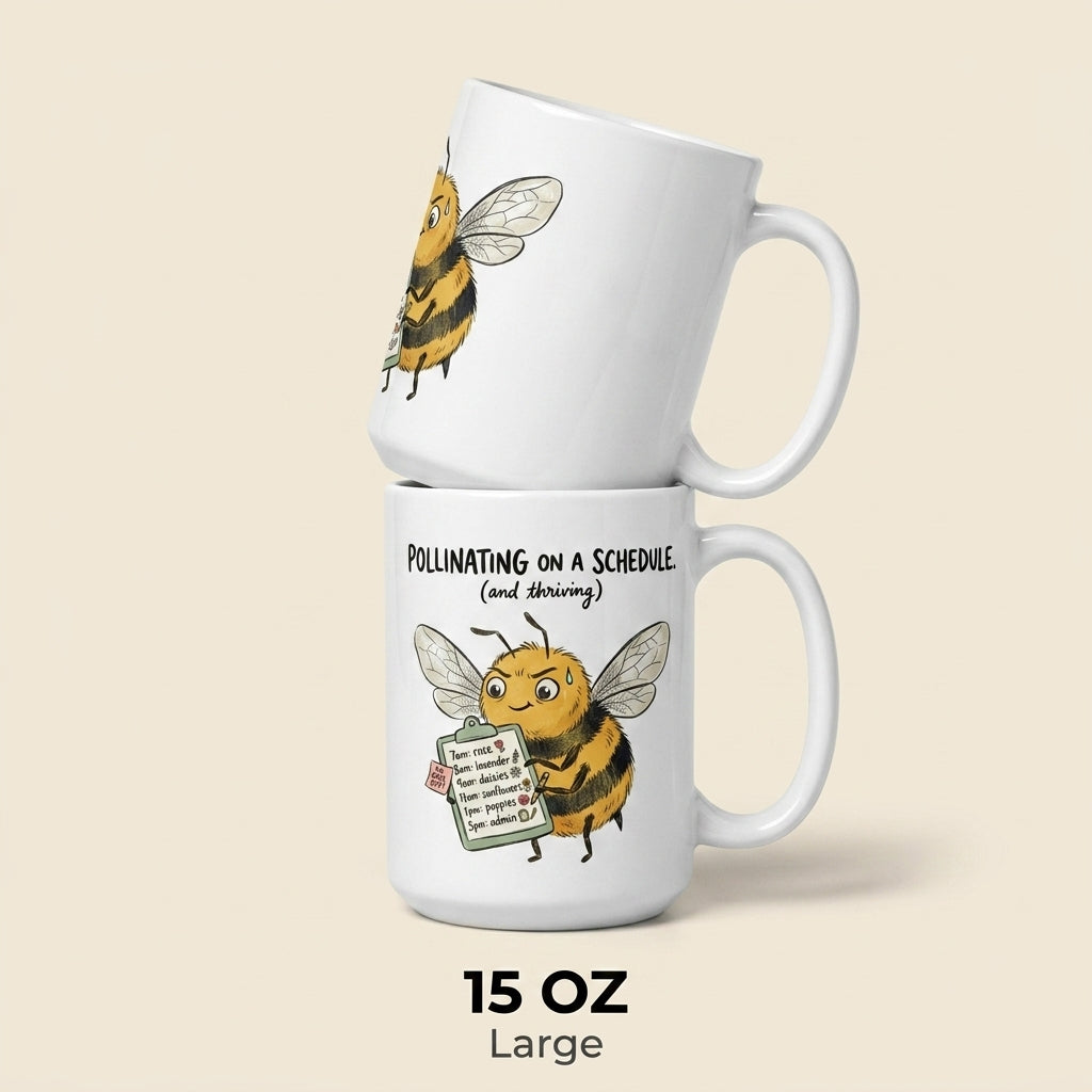 Pollinating on a Schedule Funny Bee Mug Cute Busy Bee Coffee Cup