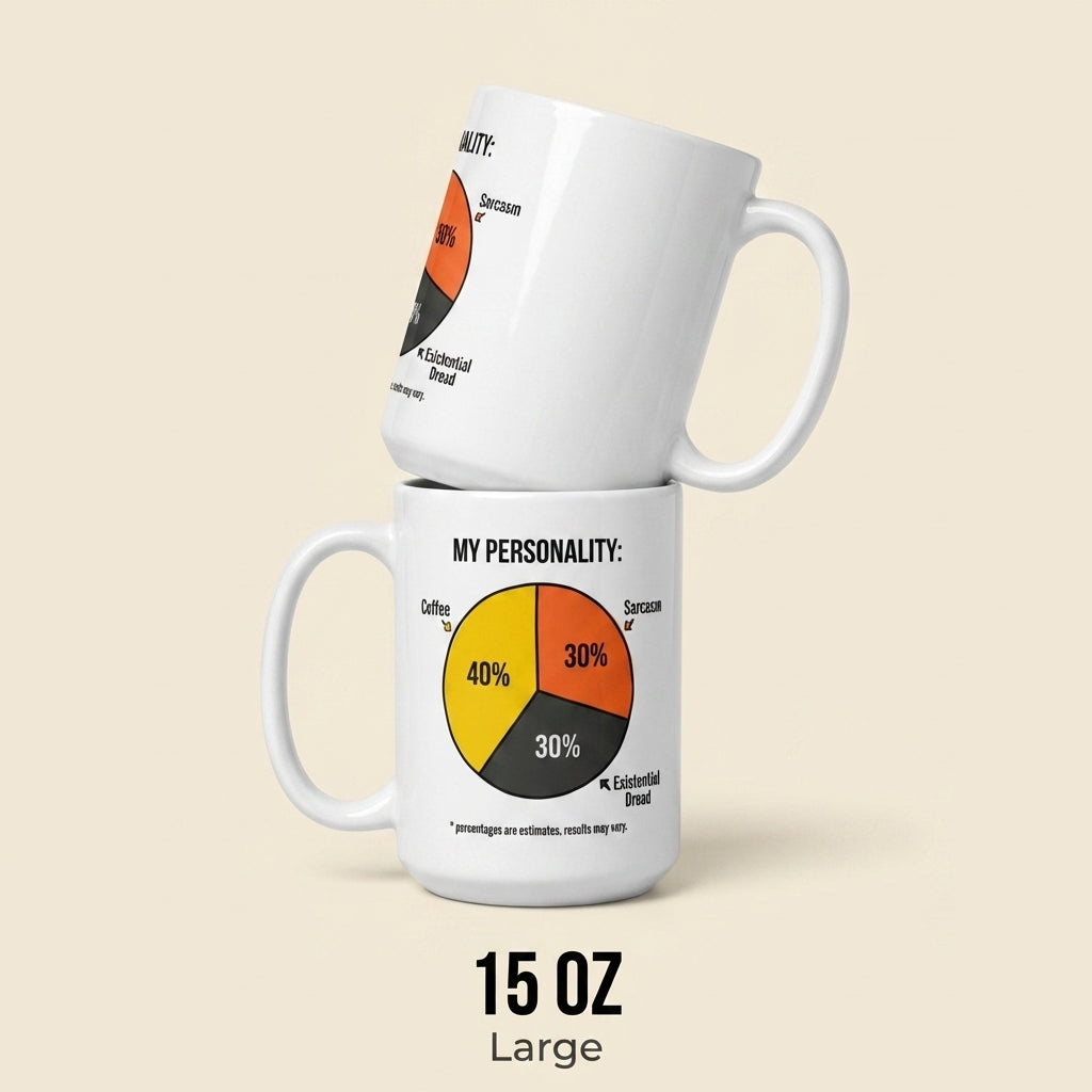 My Personality Coffee Sarcasm Existential Dread Funny Pie Chart Mug