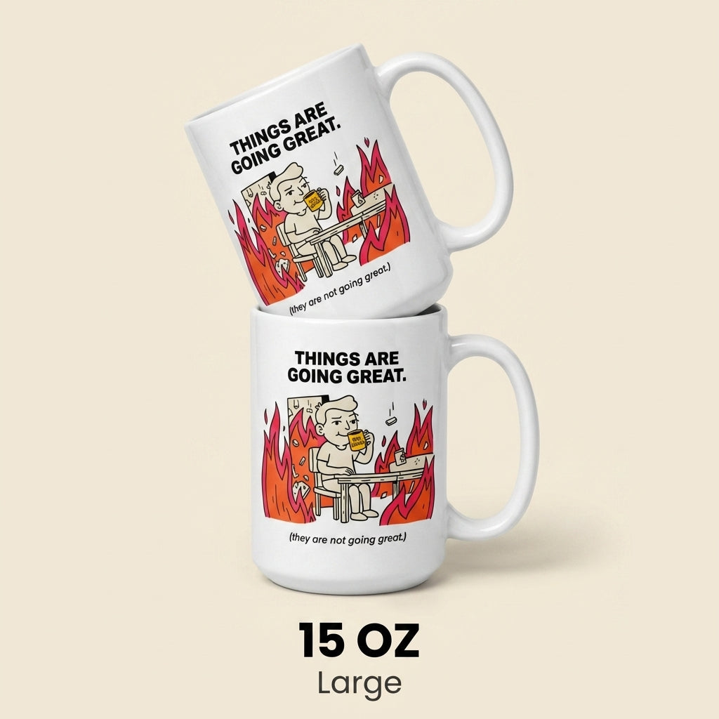 Things Are Going Great Funny This Is Fine Mug Sarcastic Coffee Cup