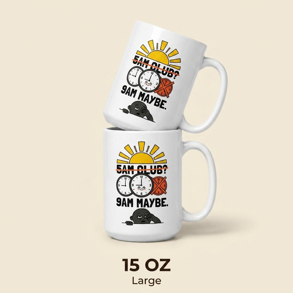5AM Club 9AM Maybe Funny Coffee Mug for Tired Morning People