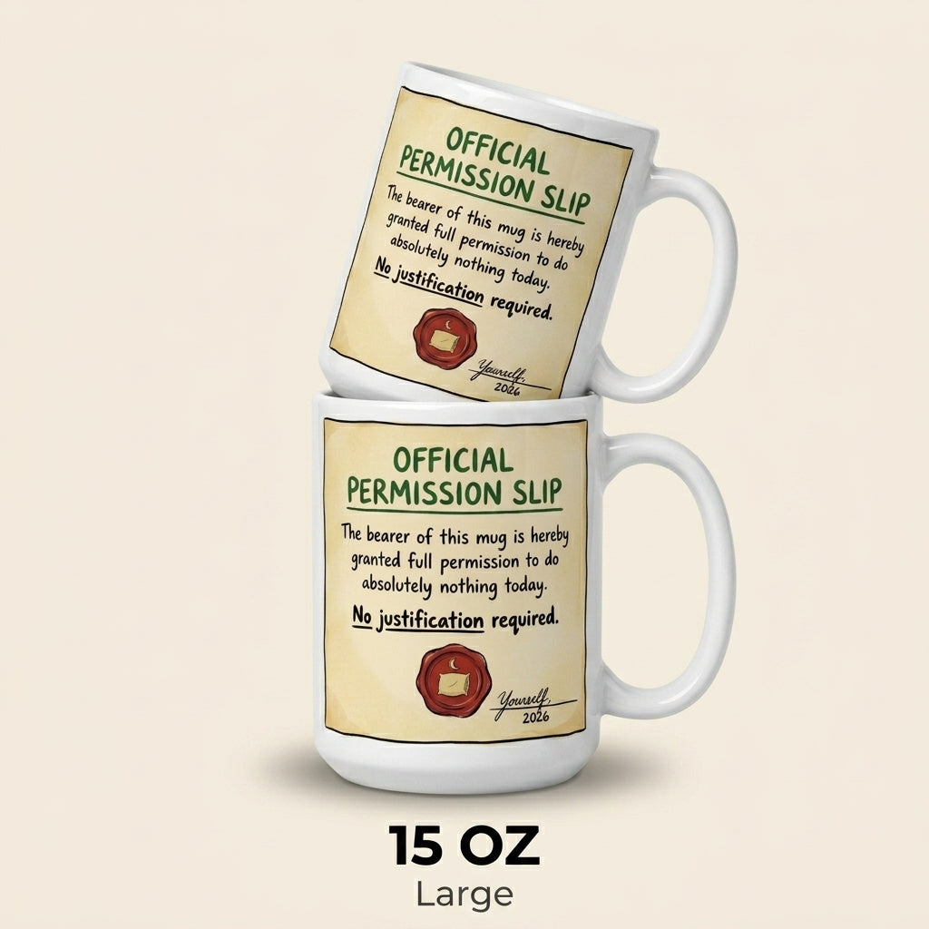 Official Permission Slip Do Absolutely Nothing Today Funny Mug Gift
