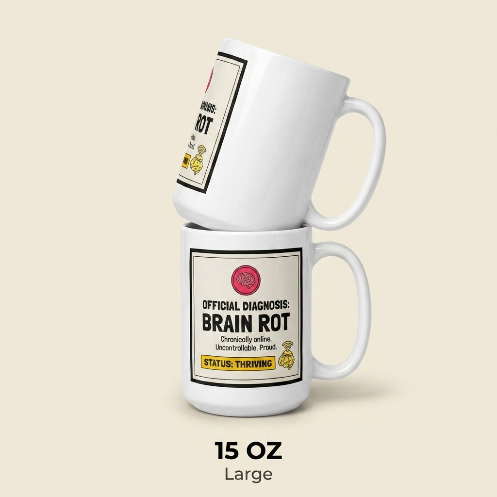 Official Diagnosis Brain Rot Funny Meme Mug Chronically Online Gift