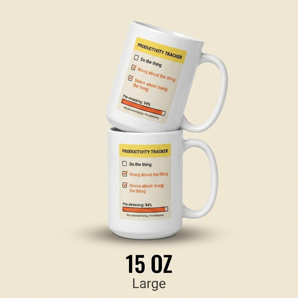Productivity Tracker Funny Anxiety Mug for Coworkers and Overthinkers