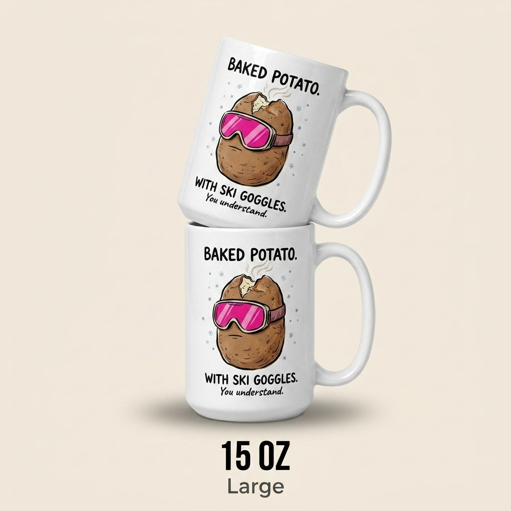 Baked Potato With Ski Goggles Funny Mug Weird Humor Gift