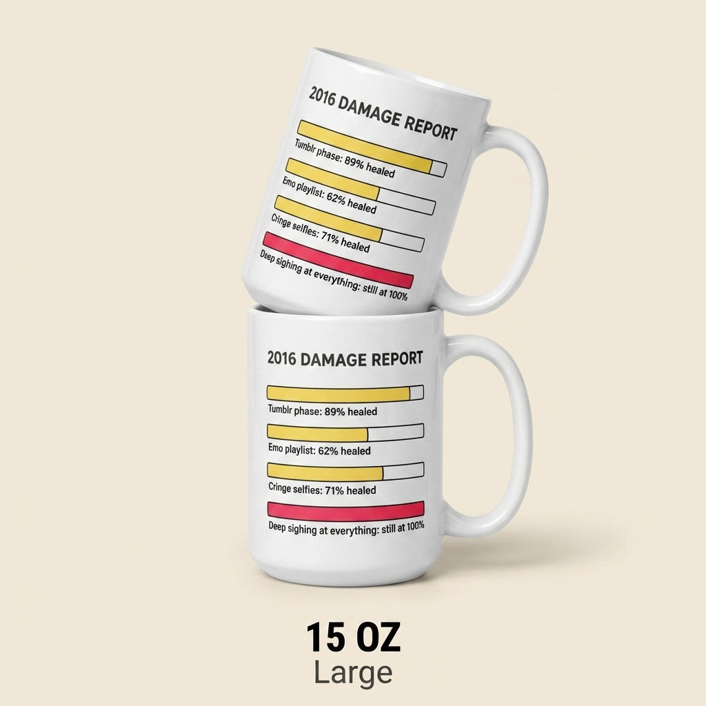 2016 Damage Report Funny Nostalgia Mug for Millennials and Meme Lovers