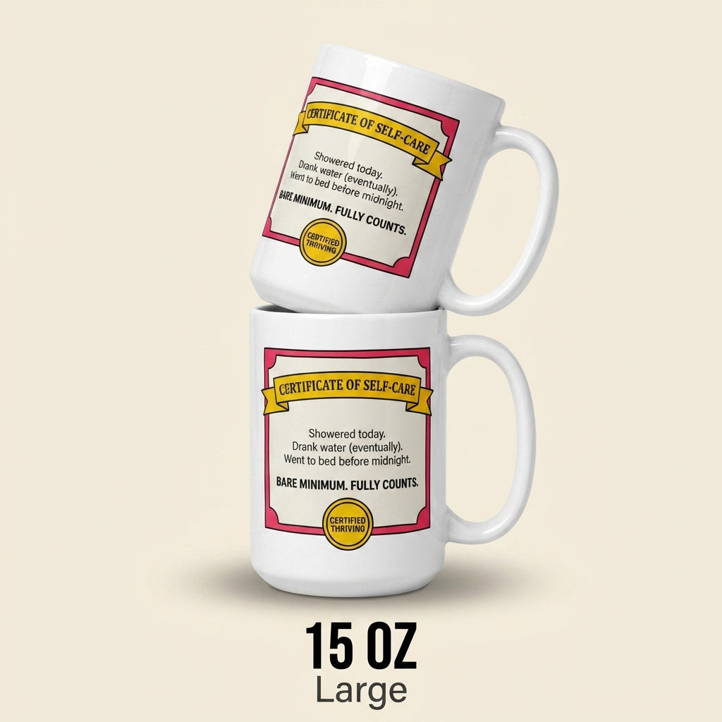 Certificate of Self Care Funny Self Care Mug Bare Minimum Counts