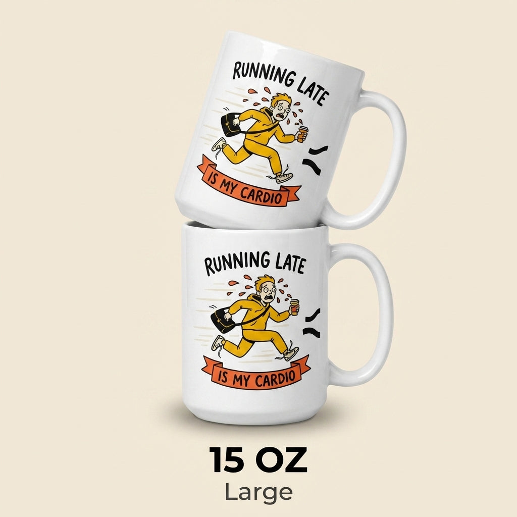 Running Late Is My Cardio Funny Coffee Mug for Coworkers