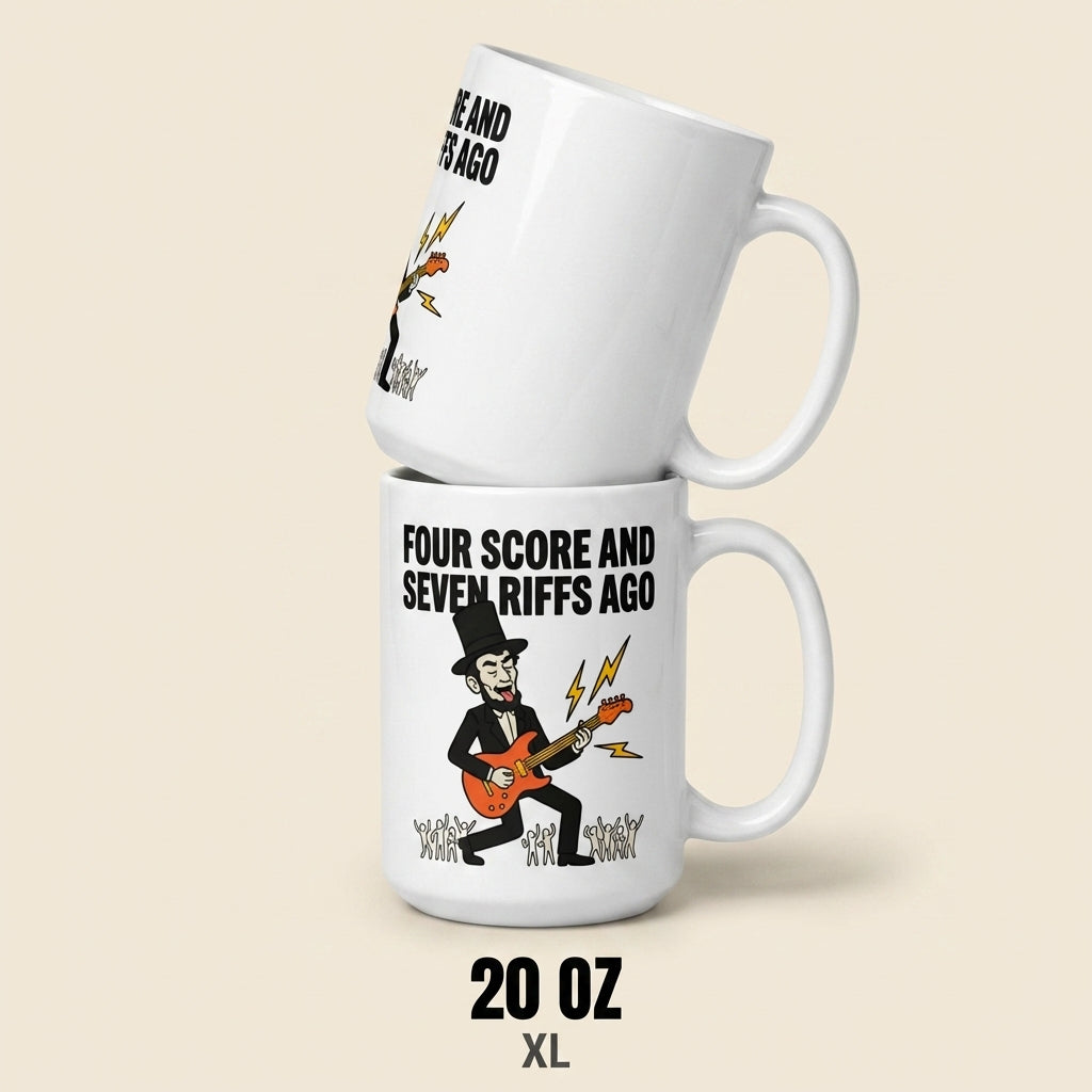 Four Score and Seven Riffs Ago Funny Guitar Mug for Music Lovers