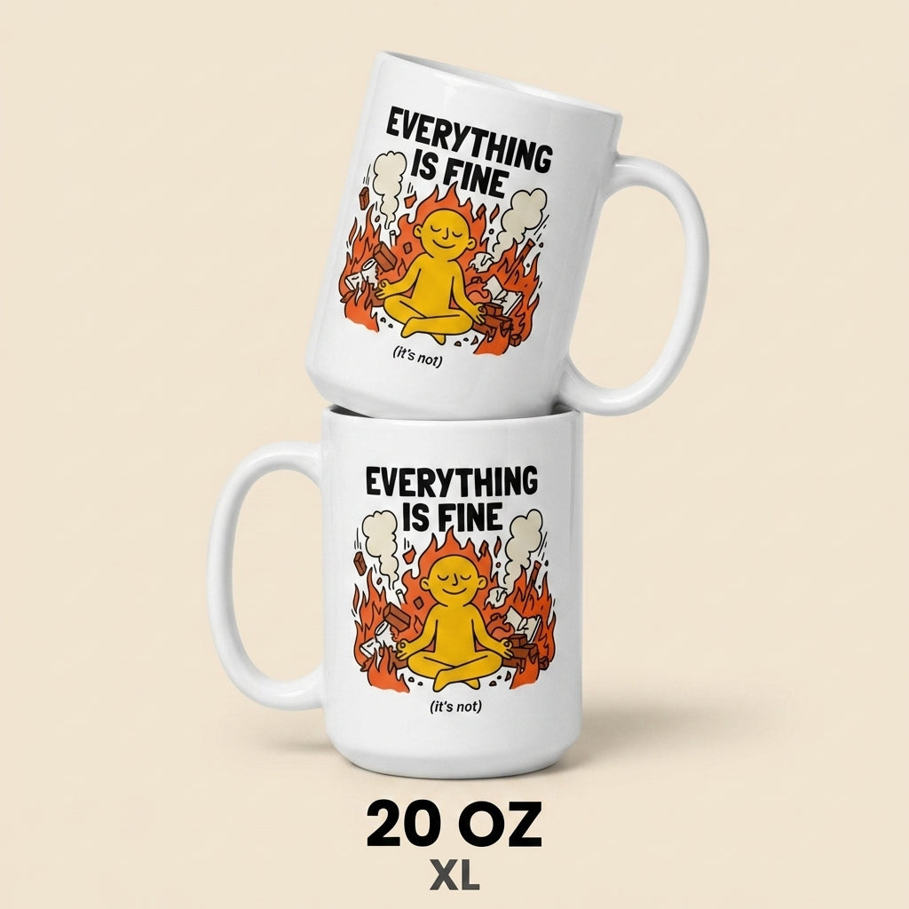 Everything Is Fine It’s Not Funny Anxiety Coffee Mug for Coworkers