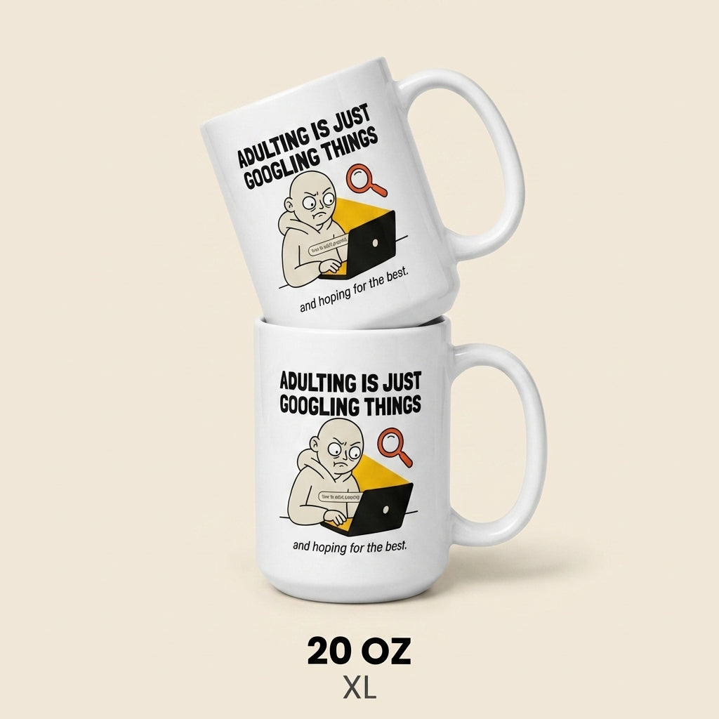 Adulting Is Just Googling Things Funny Adulting Mug for Millennials