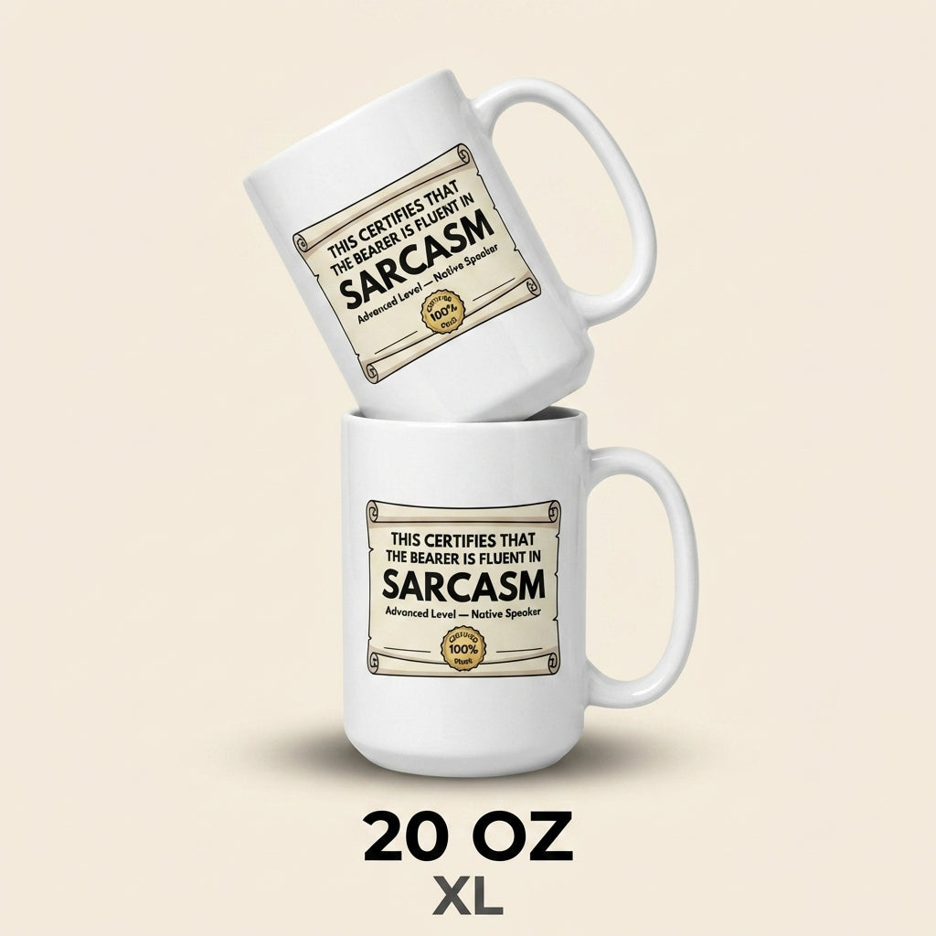 Fluent in Sarcasm Funny Certificate Mug for Coworkers and Friends