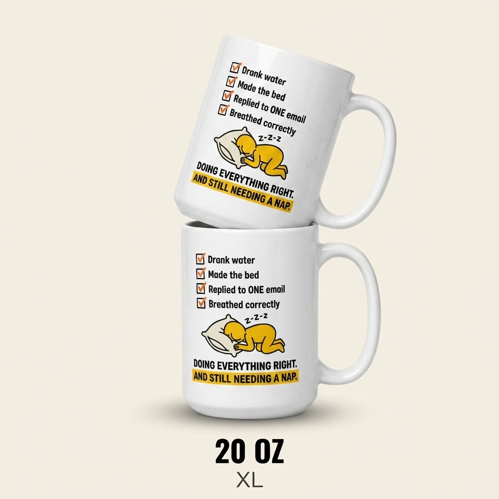 Doing Everything Right and Still Needing a Nap Funny Tired Mug