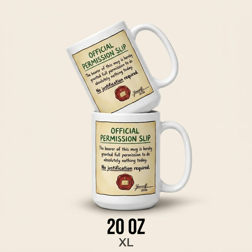 Official Permission Slip Do Absolutely Nothing Today Funny Mug Gift