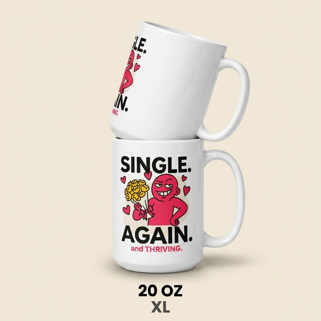 Single Again and Thriving Funny Breakup Mug for Single Women