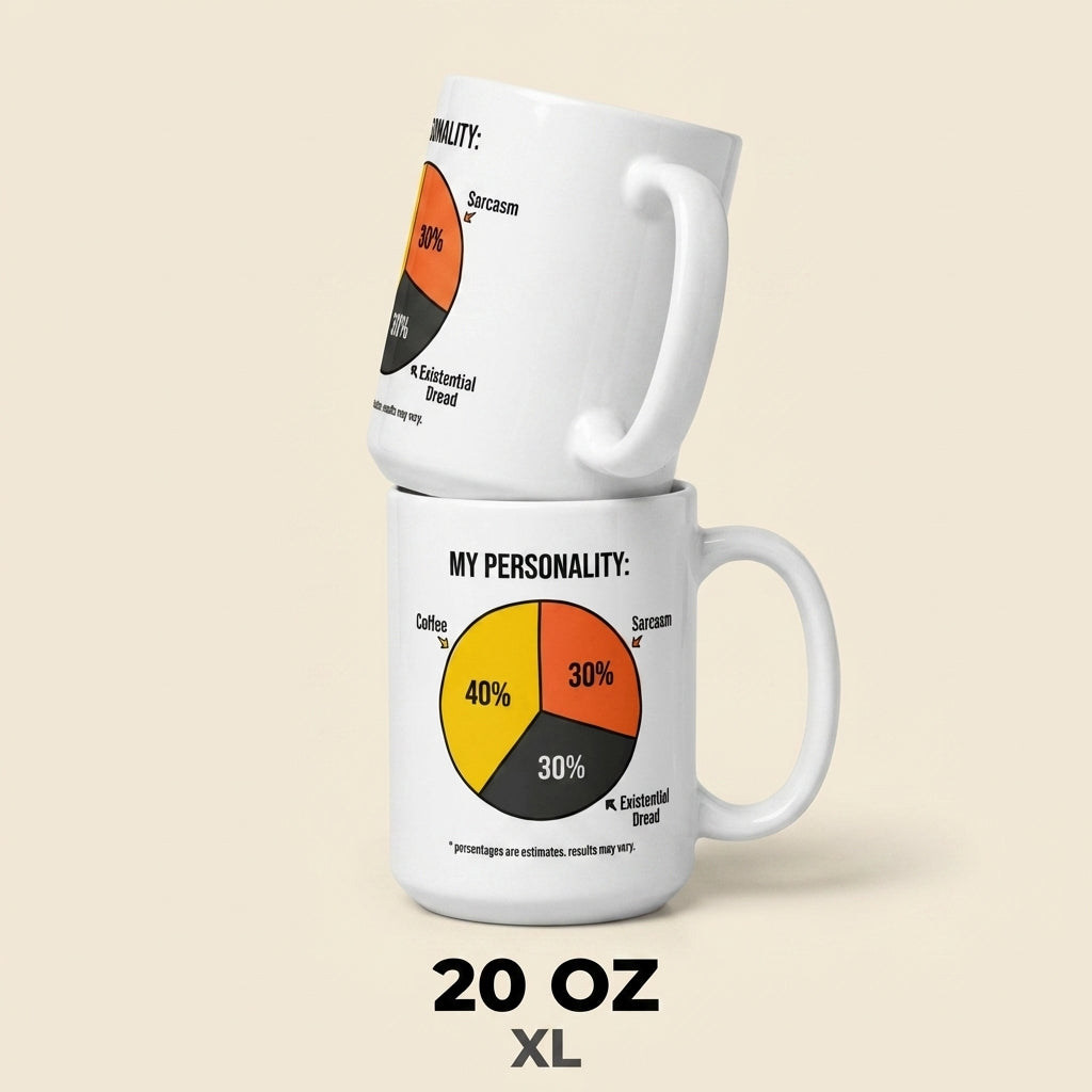 My Personality Coffee Sarcasm Existential Dread Funny Pie Chart Mug