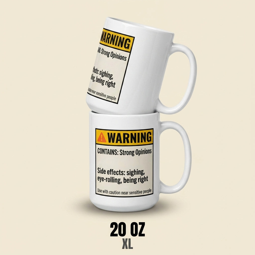 Warning Contains Strong Opinions Funny Sarcastic Mug for Coworkers