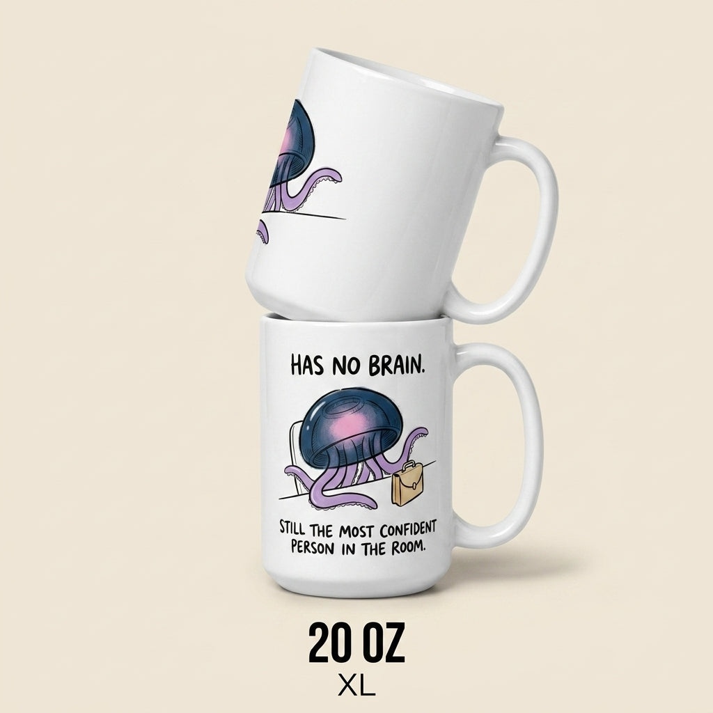 Has No Brain Still the Most Confident Person Funny Jellyfish Mug