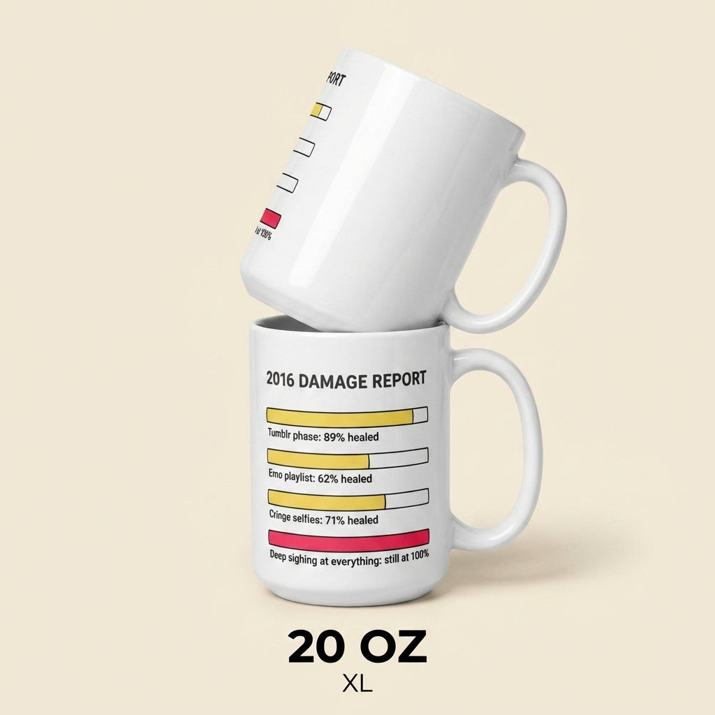 2016 Damage Report Funny Nostalgia Mug for Millennials and Meme Lovers