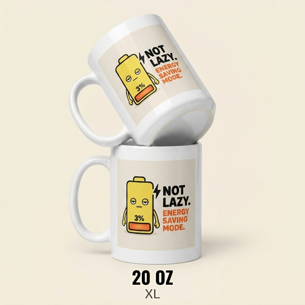 Not Lazy Energy Saving Mode Funny Low Battery Mug for Tired People