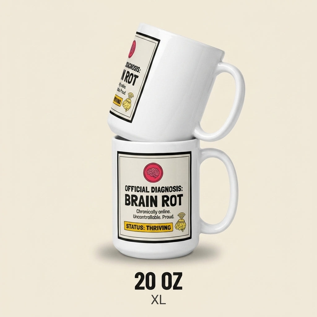 Official Diagnosis Brain Rot Funny Meme Mug Chronically Online Gift
