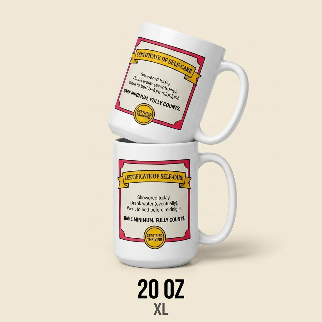 Certificate of Self Care Funny Self Care Mug Bare Minimum Counts