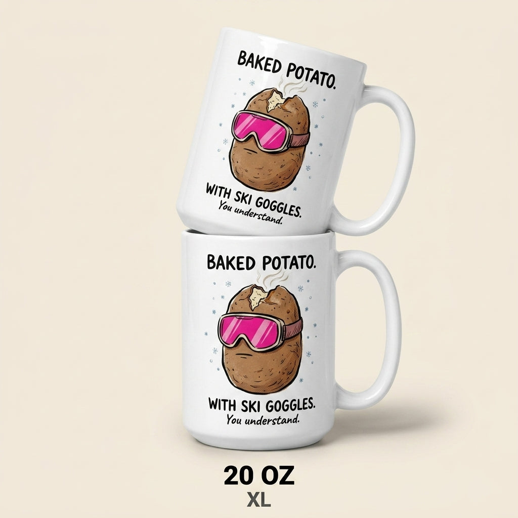 Baked Potato With Ski Goggles Funny Mug Weird Humor Gift