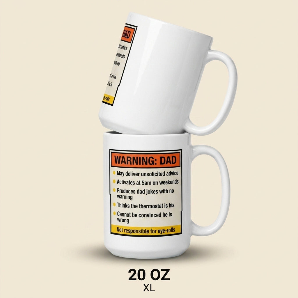 Warning Dad Funny Father’s Day Mug Gift for Dad with Dad Jokes