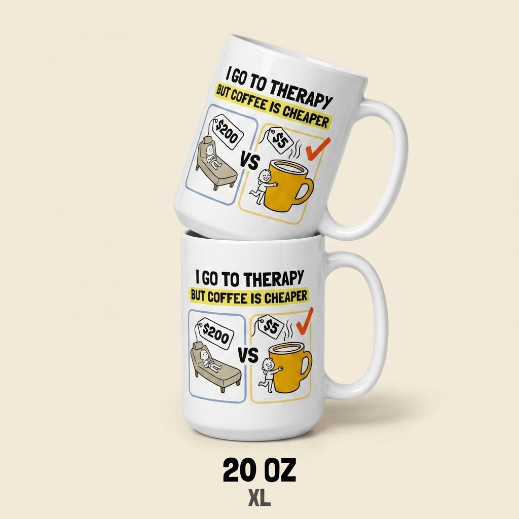 I Go to Therapy but Coffee Is Cheaper Funny Coffee Mug