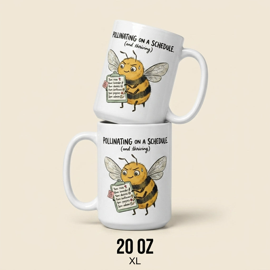 Pollinating on a Schedule Funny Bee Mug Cute Busy Bee Coffee Cup