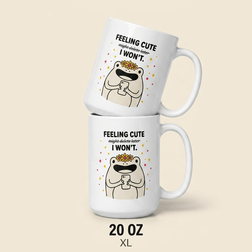 Feeling Cute I Wont Funny Frog Mug Cute Aesthetic Coffee Cup