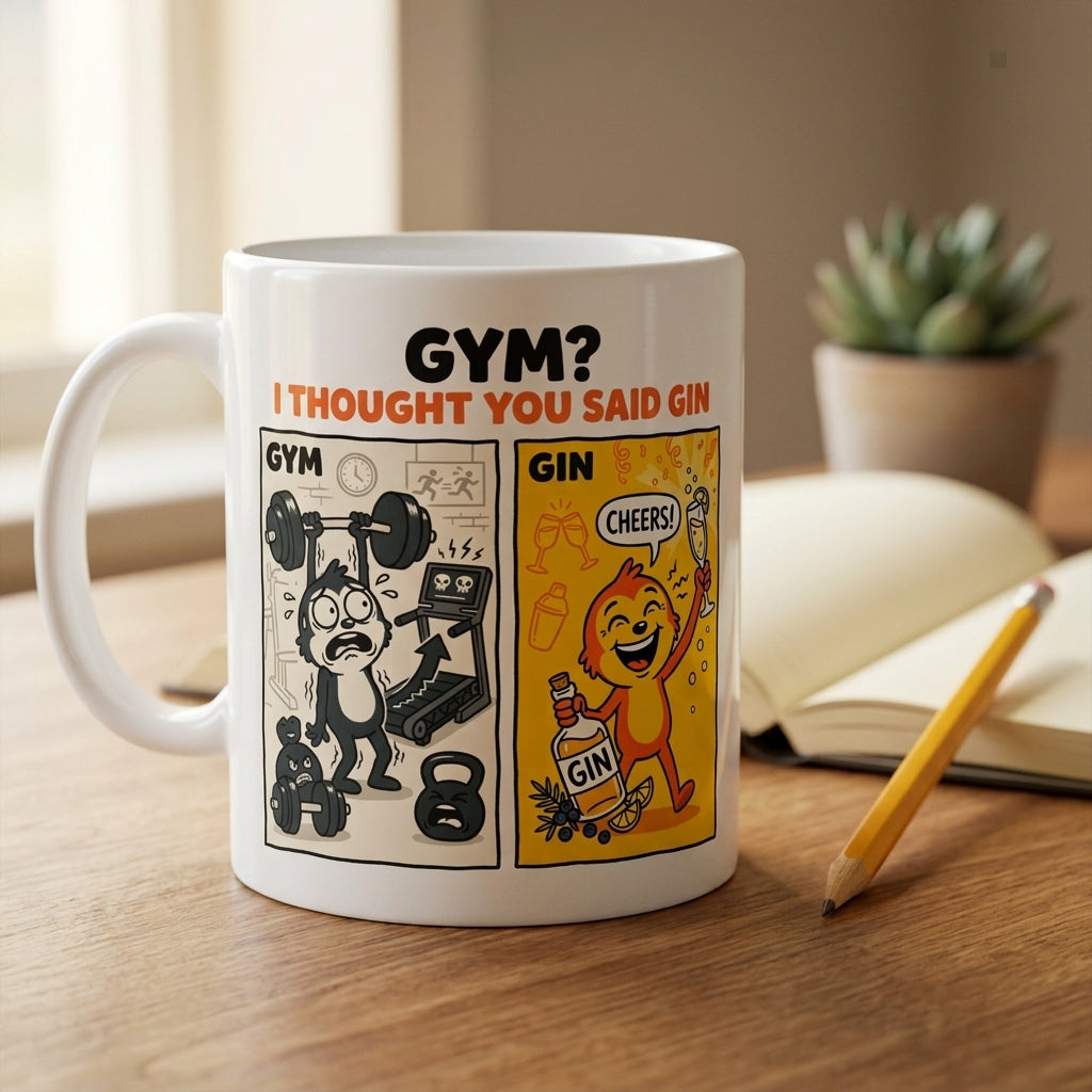 Gym I Thought You Said Gin Funny Mug for Gin Lovers and Friends