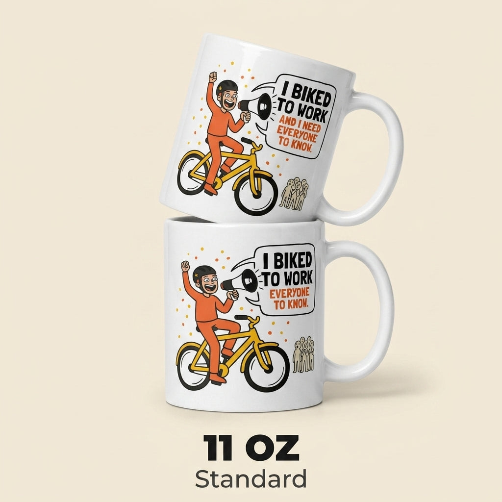 I Biked to Work Mug Funny Cyclist Coffee Cup Bike Lover Gift Cycling Humor Mug