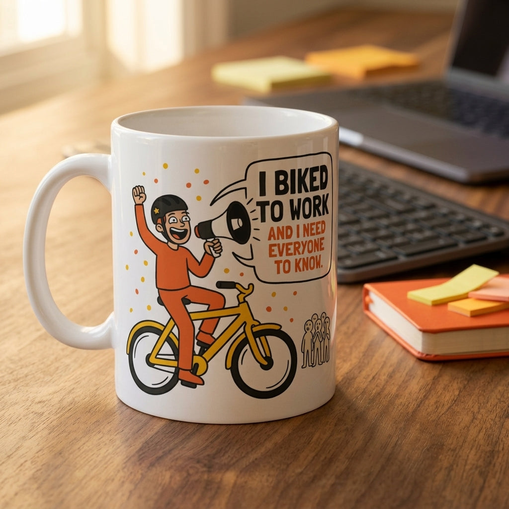 I Biked to Work Mug Funny Cyclist Coffee Cup Bike Lover Gift Cycling Humor Mug