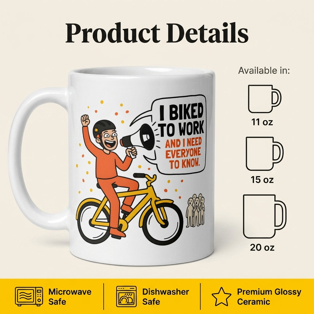 I Biked to Work Mug Funny Cyclist Coffee Cup Bike Lover Gift Cycling Humor Mug
