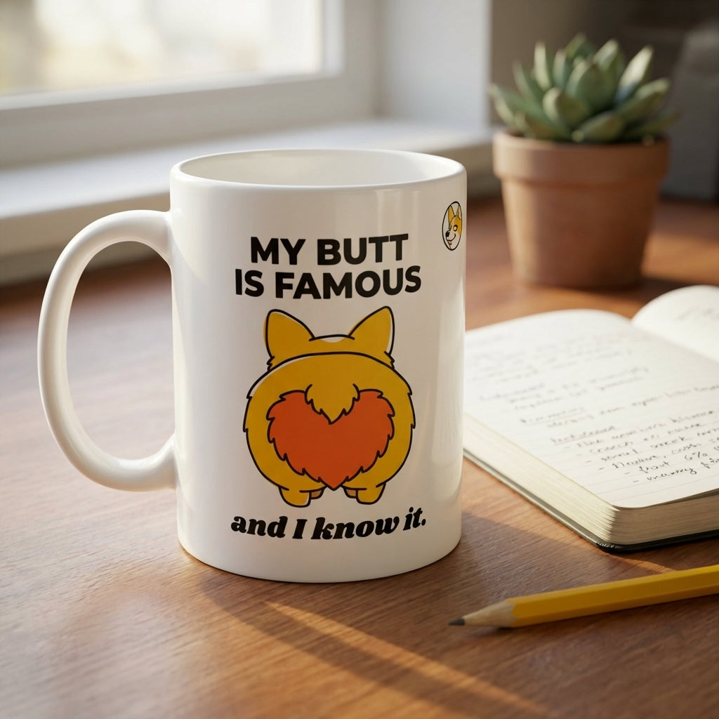My Butt Is Famous Mug Funny Dog Coffee Cup Corgi Butt Mug Cute Pet Lover Gift