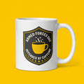 Armed Forces Day Mug Defended by Caffeine Funny Military Coffee Cup Veteran Gift