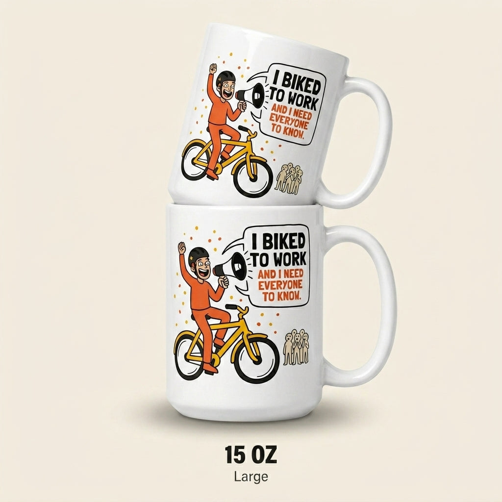 I Biked to Work Mug Funny Cyclist Coffee Cup Bike Lover Gift Cycling Humor Mug