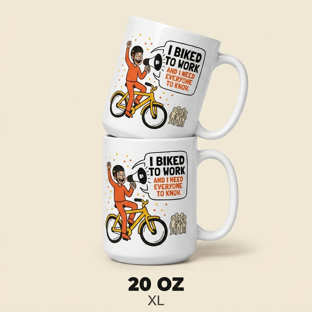 I Biked to Work Mug Funny Cyclist Coffee Cup Bike Lover Gift Cycling Humor Mug